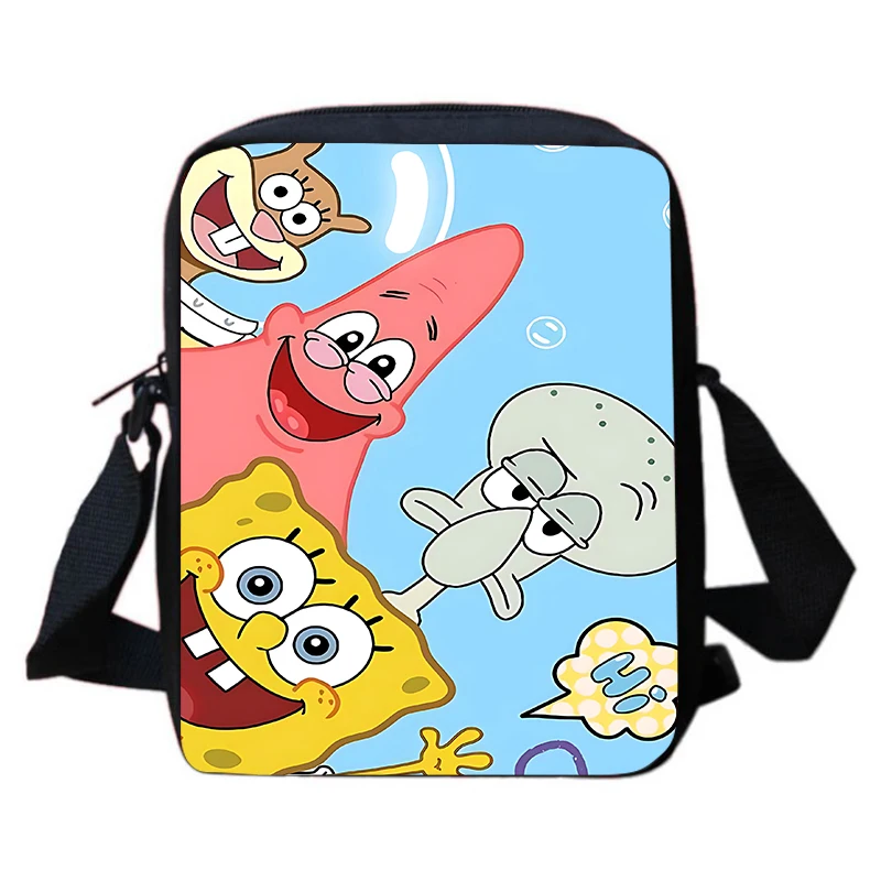 Sponge Baby-Sacos escolares de desenhos animados para meninos e meninas, Bolsas de Ombro Anime, Estampas Anime, Bolsas Crossbody, Mochila Mensageiro Criança