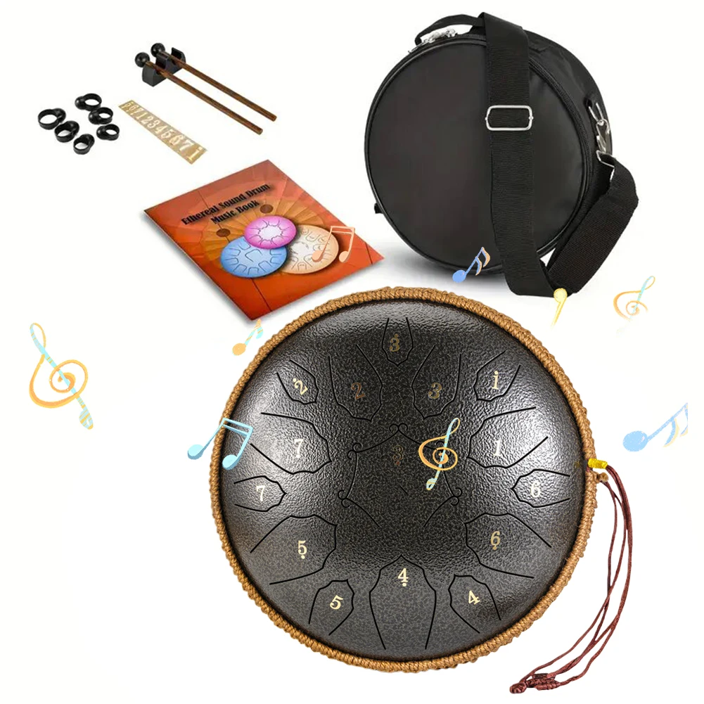 

12-дюймовый эфирный барабан D-тона для йоги и медитации, звукотерапия, 15 нот, ударный музыкальный инструмент, D-мажор, большой эфирный барабан