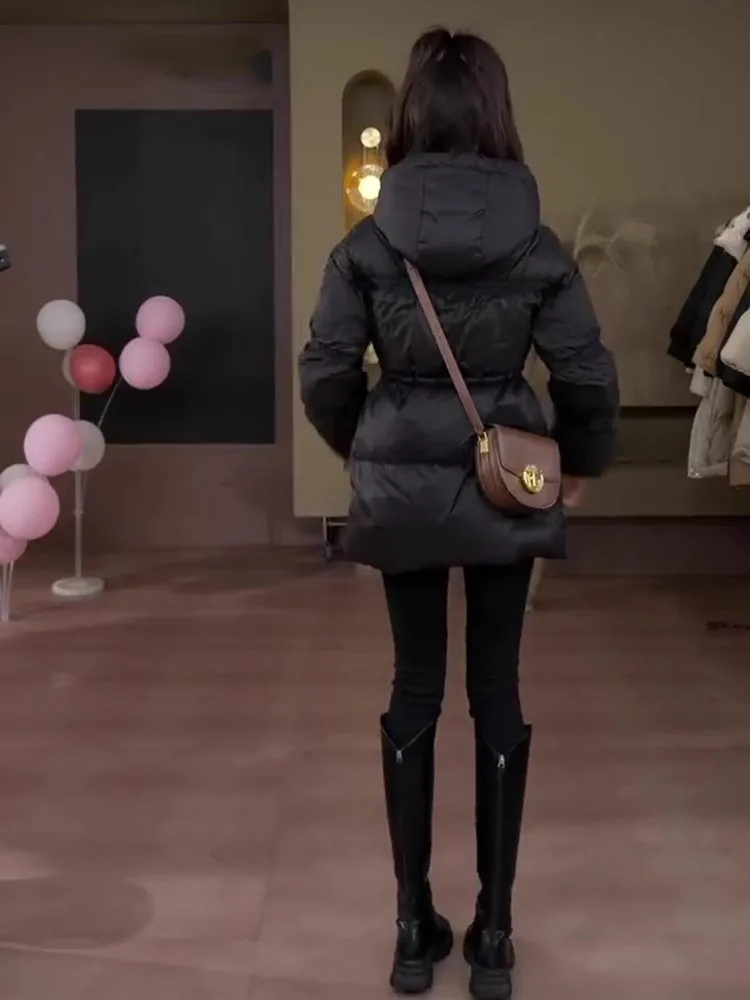 Ele Bla Mid-Length Women's down Jaet Slim-Fit Faionable Thi Outerwear Winter 2025 New Sle Commute Sle White D...