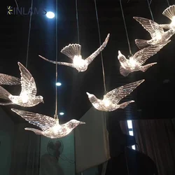Restaurant Bar Bird Pendant Lamp Hotel Lobby Front Desk Droplight Modern Overhead Light Living Room Exquisite Suspension Light