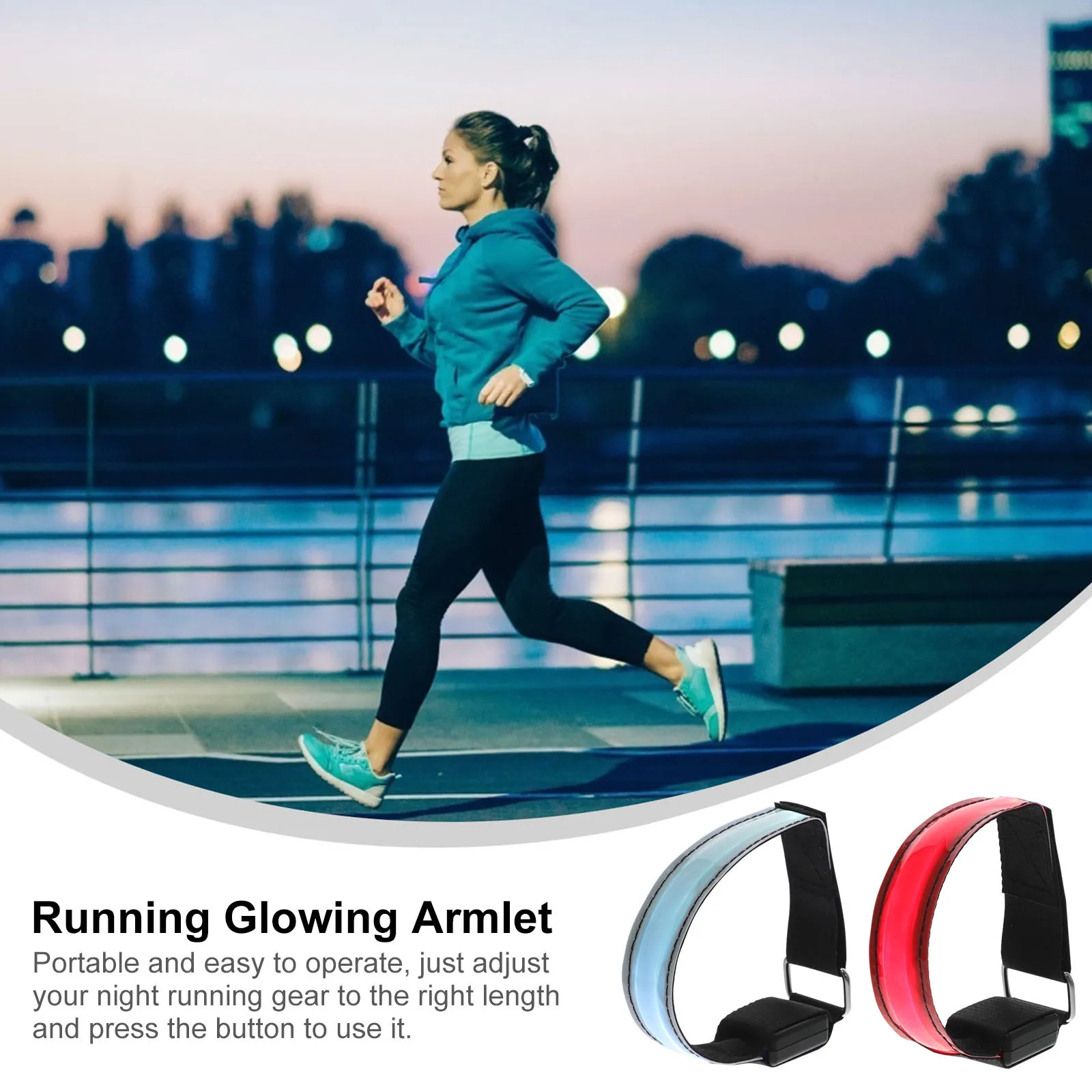 

2Pcs LED Signal Light Sports Wristband Night Running Luminous Armlet Safety Light Arm Safety Strap Sports Lights Wristband