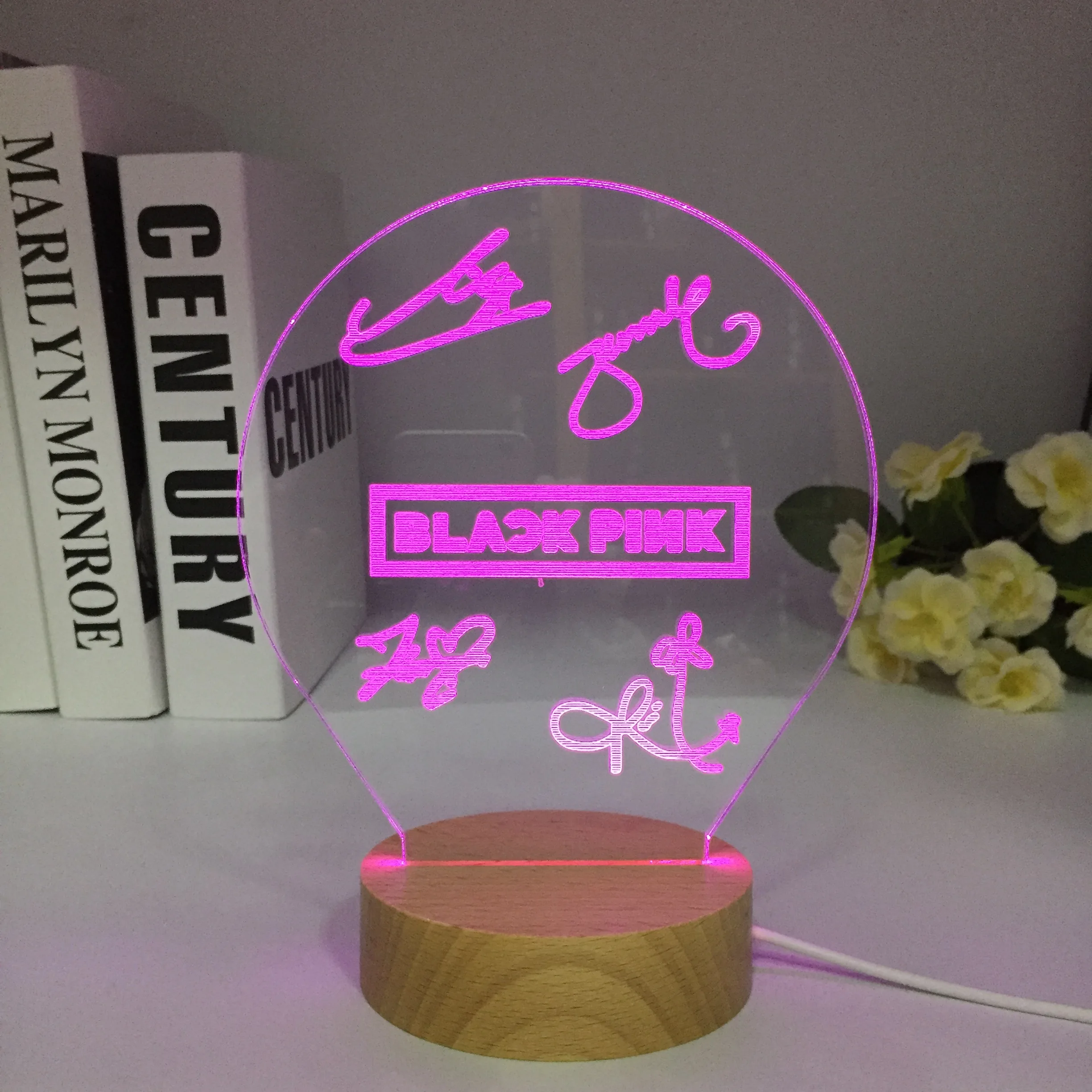 Veilleuses illusion LED 3D, lampe à lave néon, décoration de chambre, cadeaux créatifs pour amis, K-rys Beauty Groups, BLACKs, PINK