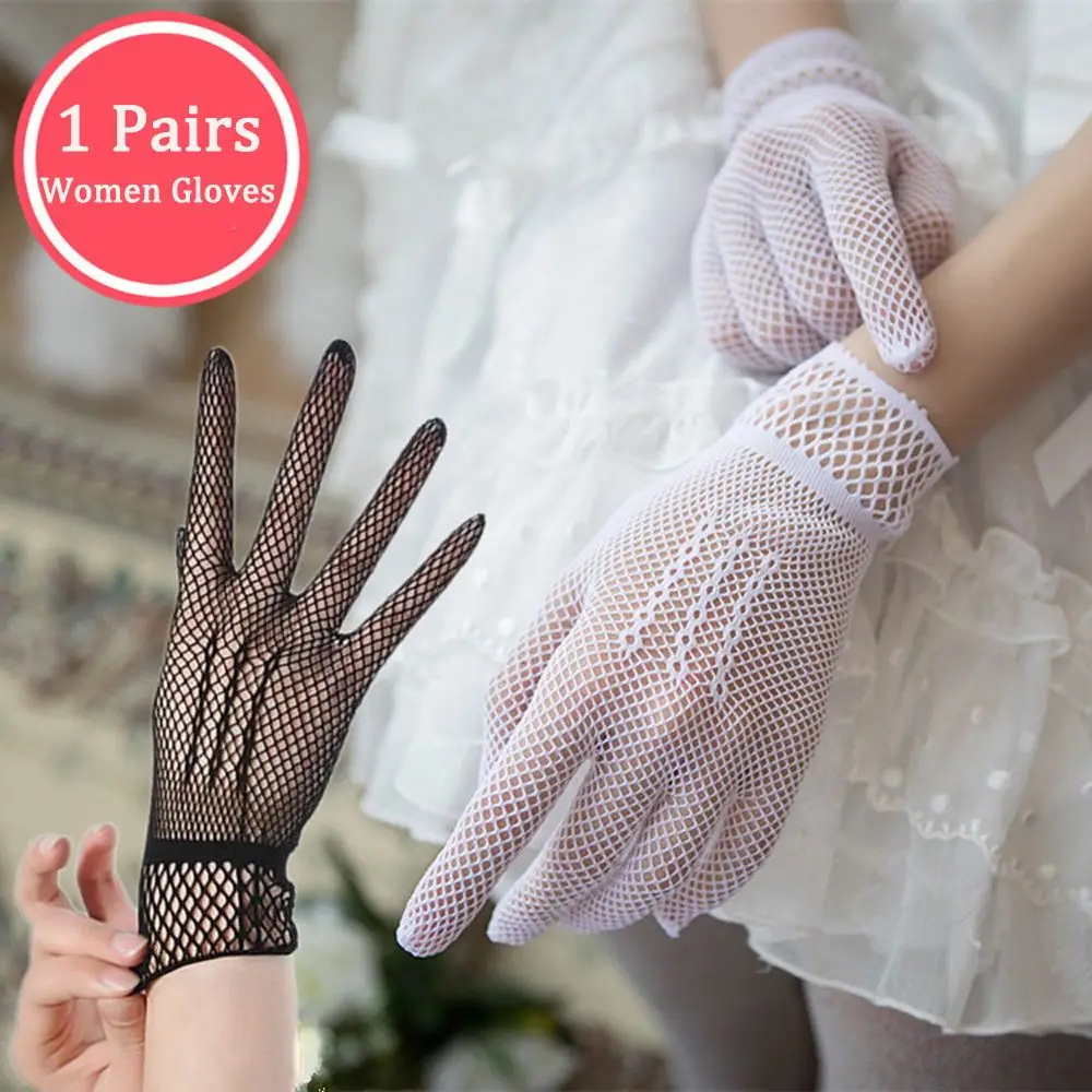 Women Summer Uv-proof Driving Gloves Mesh Fishnet Gloves Nylon Mesh Solid Thin Summer Women Gloves Mitten Glove