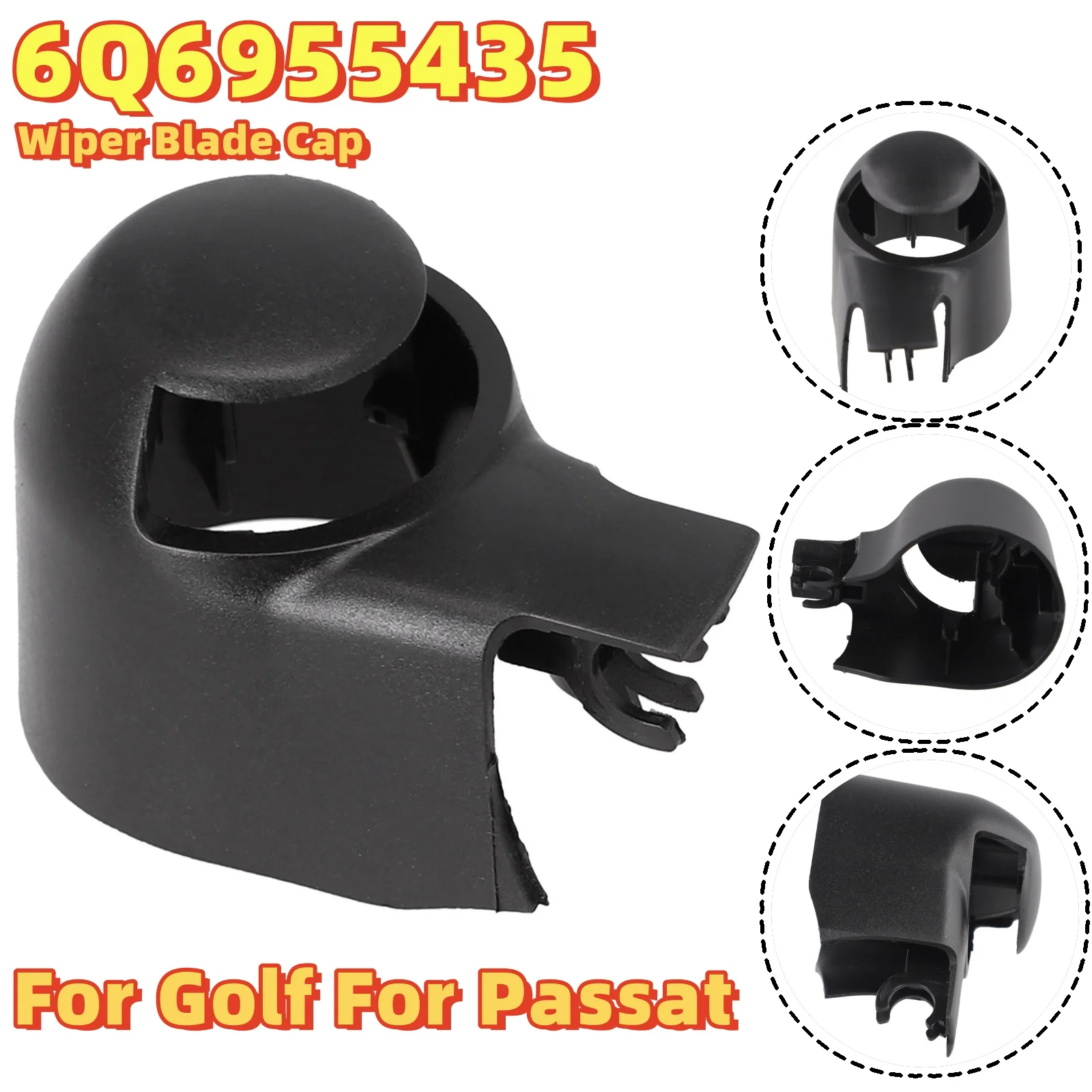 

car Wiper Blade Cap Rear Wiper Cover Cap 6Q6955435 For Golf 2010-2014 For Passat 2006-2010 ABS black car Accessories Replacement