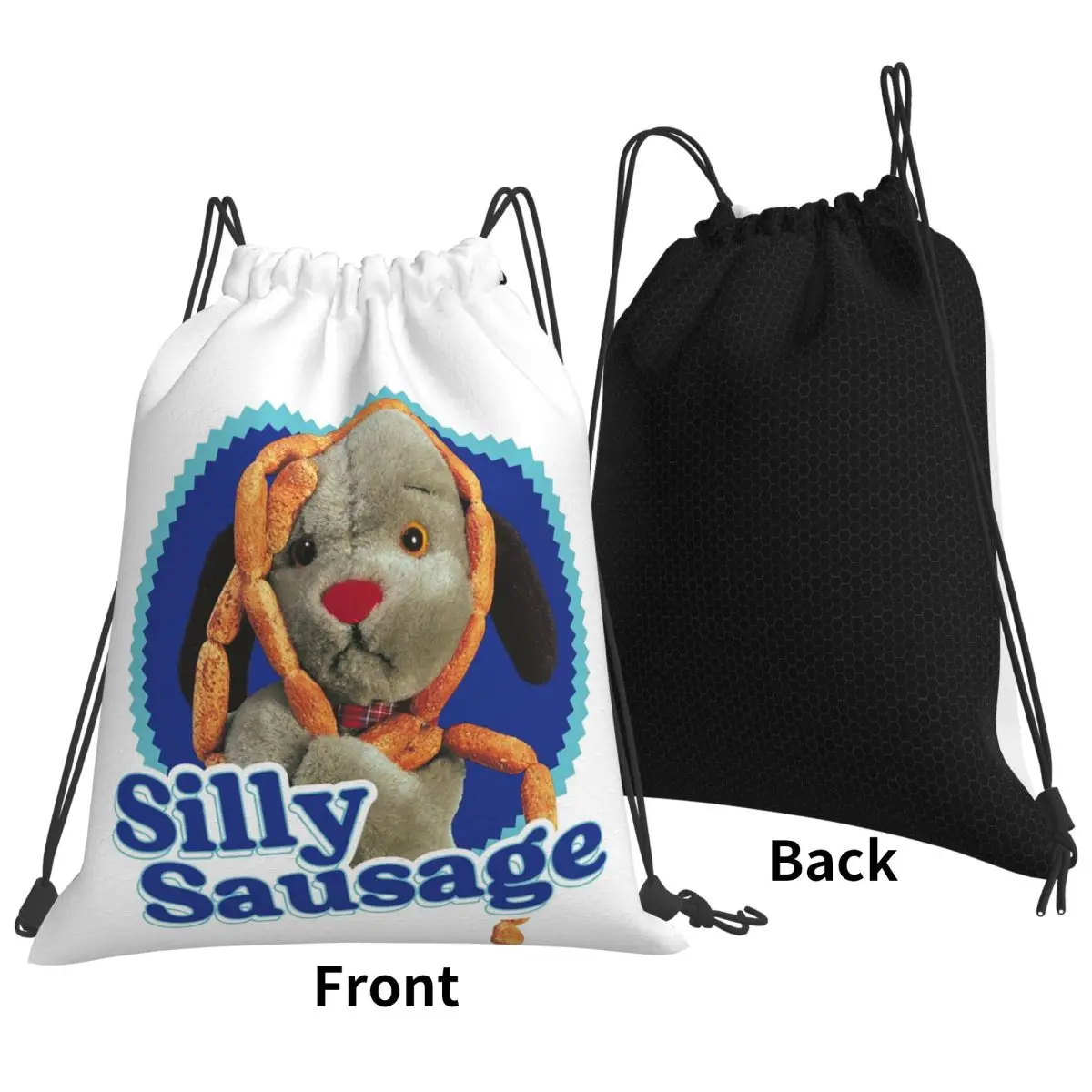 

Sooty Sweep Silly Sausage Backpacks Portable Drawstring Bundle Pocket Sports Bag Book Bags for Man Woman Students