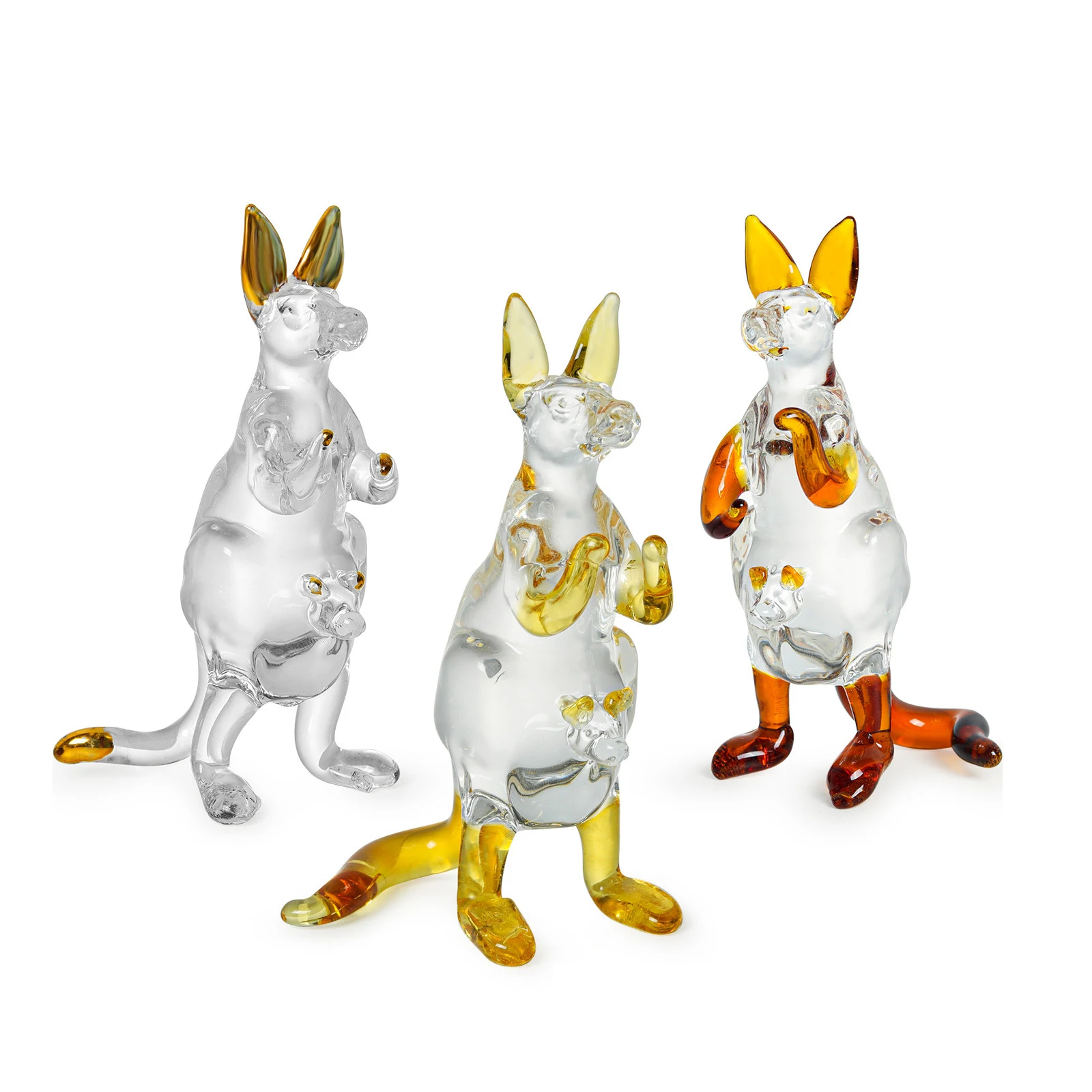 Crystal Kangaroo Figurine - Elegant Desktop Ornament for Home and Office Decor