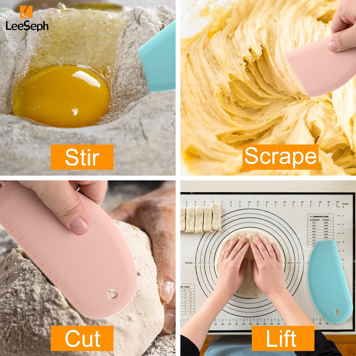 Grattoir à pâte en Silicone, grattoir à bol, outil de coupe de pâtisserie de cuisine polyvalent Flexible, coupe-pâte pour gâteau de pâte à pain