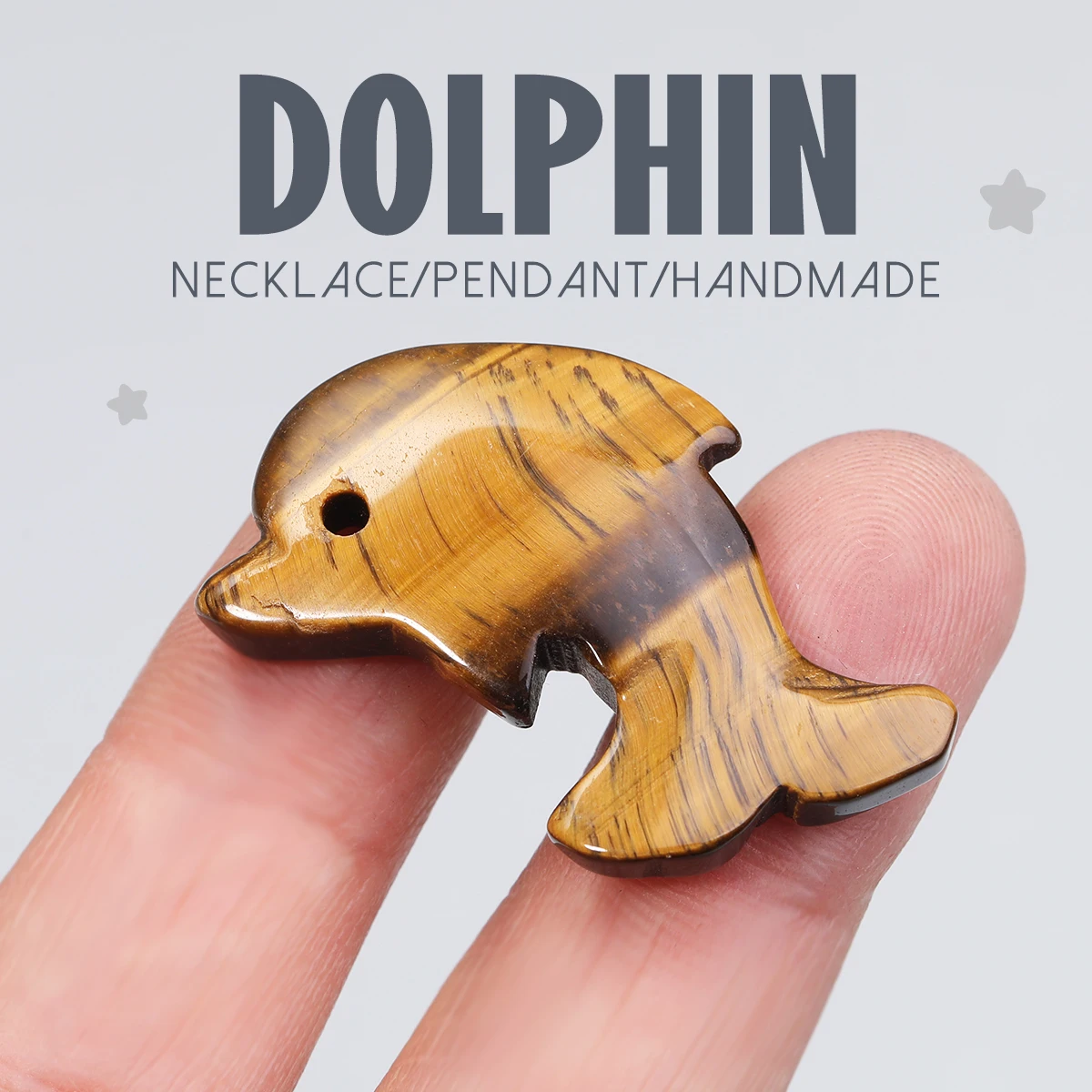 Natural Stone Jade Cryatal Semi-precious Tiger Eye Turquoise Dolphin Animal Charms Pendant For Diy Necklace Jewelry