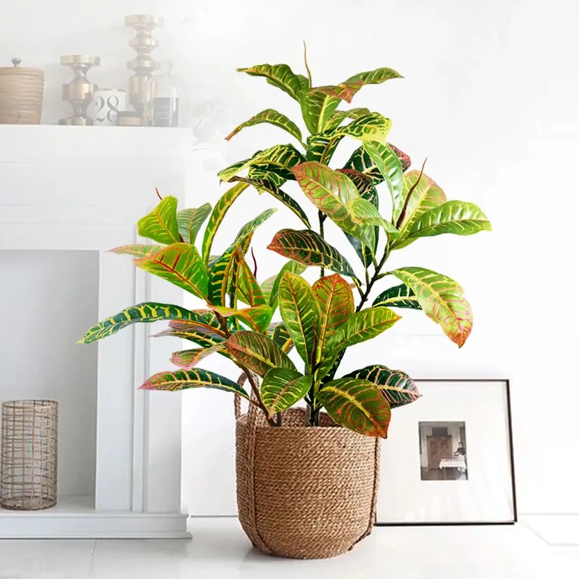 32-120cm Artificial Plant Color Changing Wood Sprinkled Golden Banyan Tree Tropical Plant Home Decor