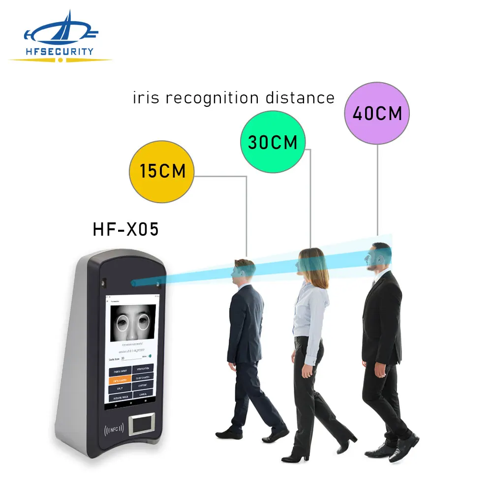 HFSecurity X05 AI Android Iris Facial Tme máquina de asistencia cámara de reconocimiento facial rápido sistema de Control de acceso de reconocimiento facial