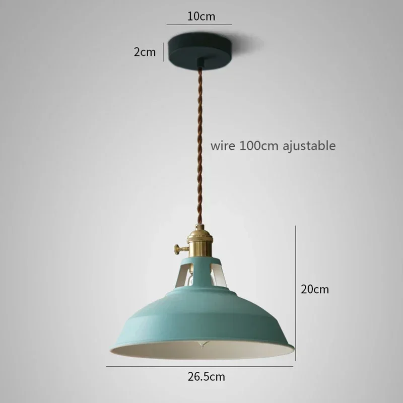 

D Colorful Restaurant Pendant Retro Light Industrial Kitchen Home Ceiling Lamp Vintage Hanging Light Lampshade Decorative Lamps