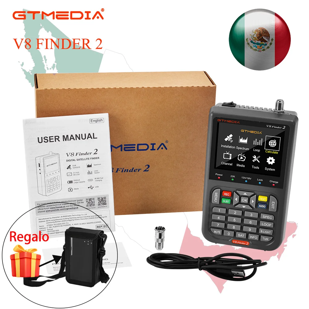 

GTMEDIA V8 Finder2 + satellite finder meter bag DVB-S/S2/S2X 1080P TFT screen LCD high definition 3,5 inch H.264 vs WS-6933