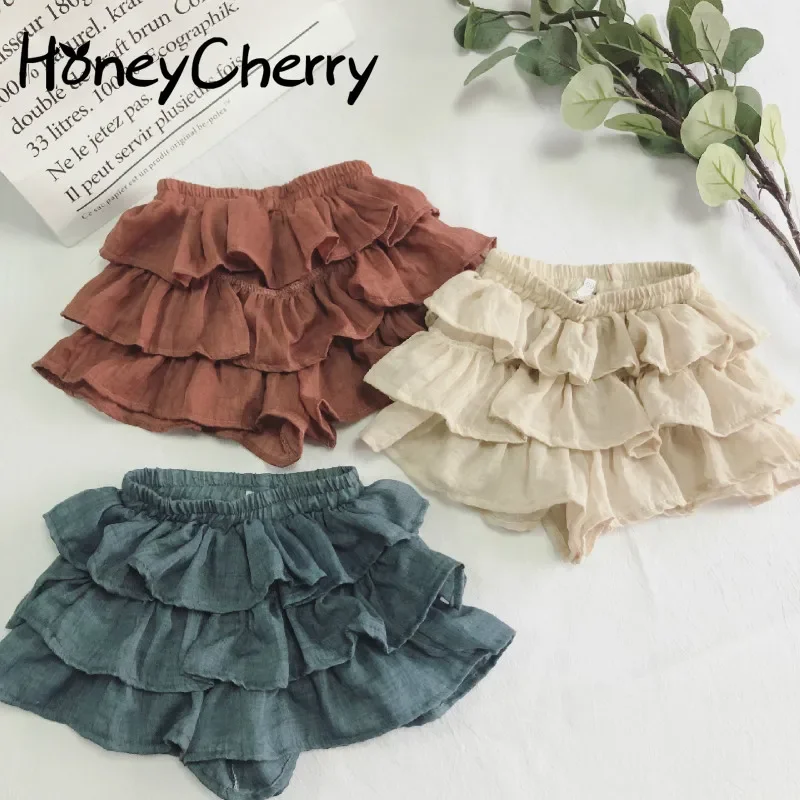 HoneyCherry New Skirt Shorts Korean Pure Color Thin Cotton Short Pants Girls Toddler Girl Shorts Girls Summer Shorts