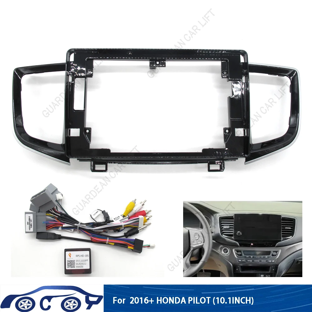 10.1Inch Car Radio Fascias For 2016+ HONDA PILOT Android Stereo Frame Player 2 Din Head Unit Panel Dash Trim With cable canbus