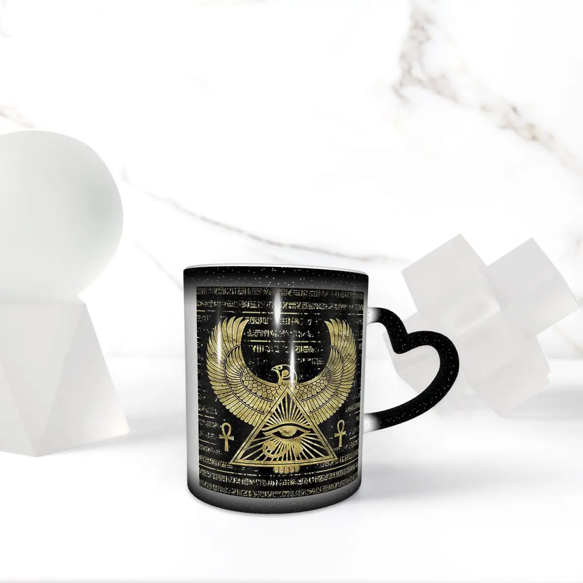 

Египетский Глаз Гора Wadjet, золотая и черная кружка, забавные керамические кофейные чашки, чайные кружки, чашка для молока, посуда для напитков, подарки для женщин и мужчин