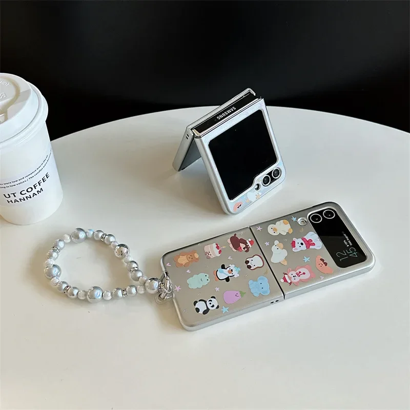 Cartoon Animals Electroplated Phone Case for Samsung Galaxy Z Flip 6 5 4 3 Protective Back Cover for ZFlip4 ZFlip5 ZFlip6 Case