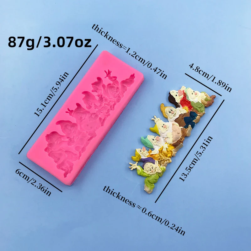 قالب سيليكون بسبعة أقزام لتزيين الكعك ، قالب راتنج الشوكولاتة ، الحلوى ، الخبز ، قطعة واحدة