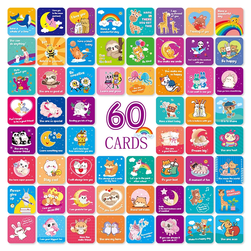 60 Pcs Positive Inspirational And Encouragement Cards For Women Men Daily Affirmations Cards Lunch Box Illustration Sticker