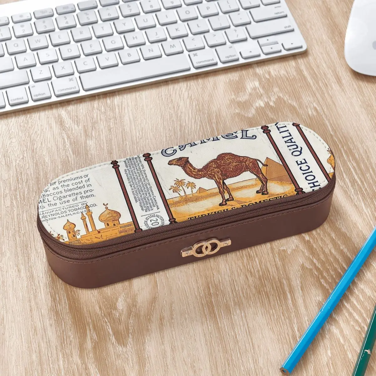 Vintage Camel Cigarette Pack Leather Pencil Cases Pen Holder Storage Stationery Supplies Pen Box Pencil Bag for Boy Girl School