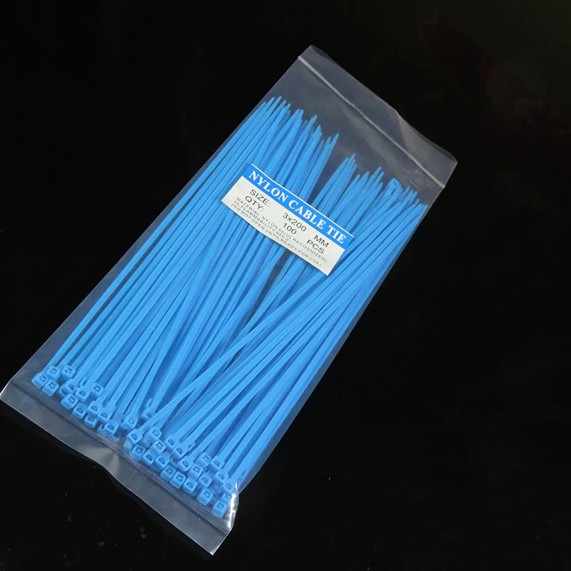 100Pcs 3*200Mm ล็อคด้วยตัวเอง Nylon Cable Ties 8นิ้ว10สีพลาสติก Zip Tie 18ปอนด์สายสีดำ Binding Wrap สายรัด UL Certified