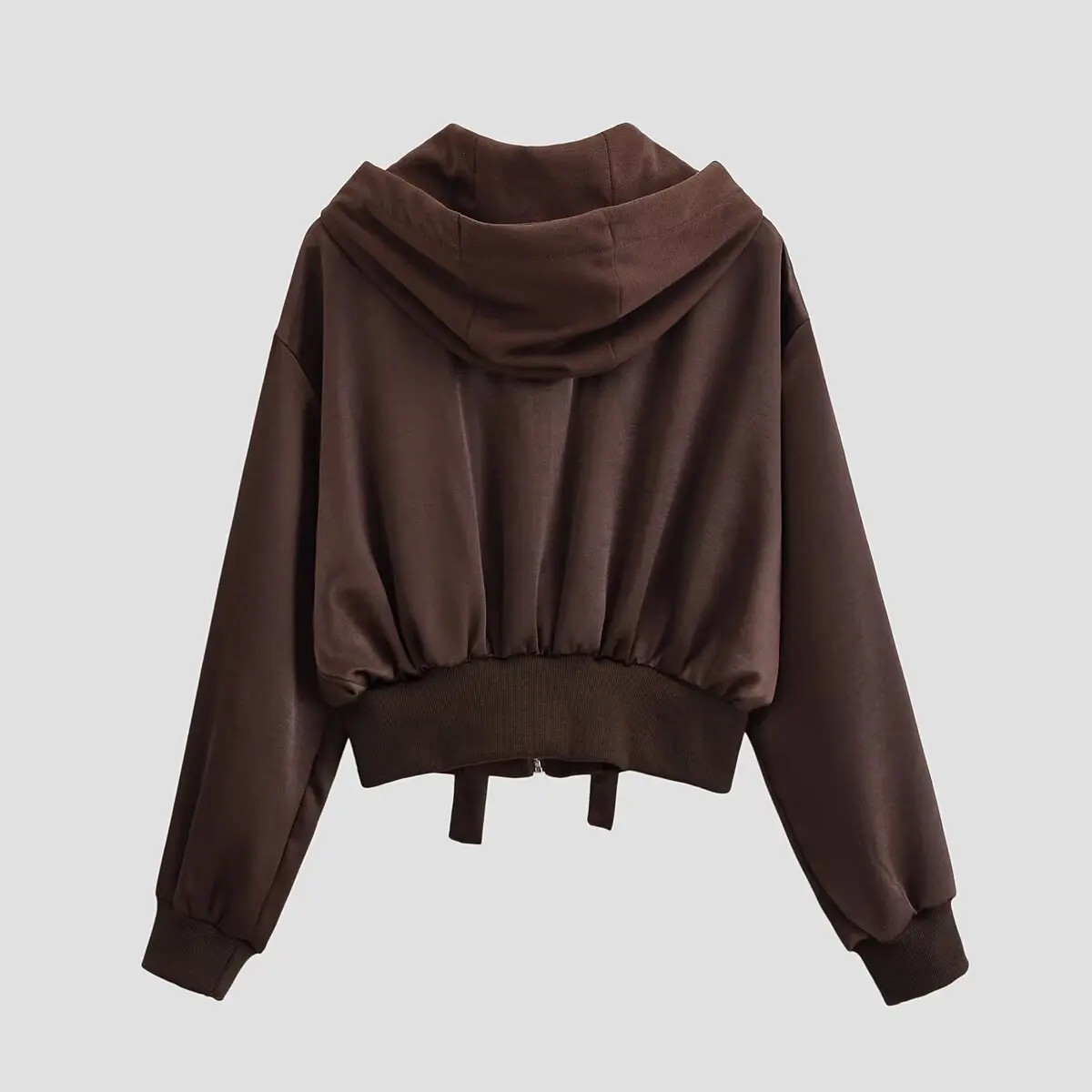 Women's French-style fashion simple versatile patchwork textured hooded jacket   N0KY