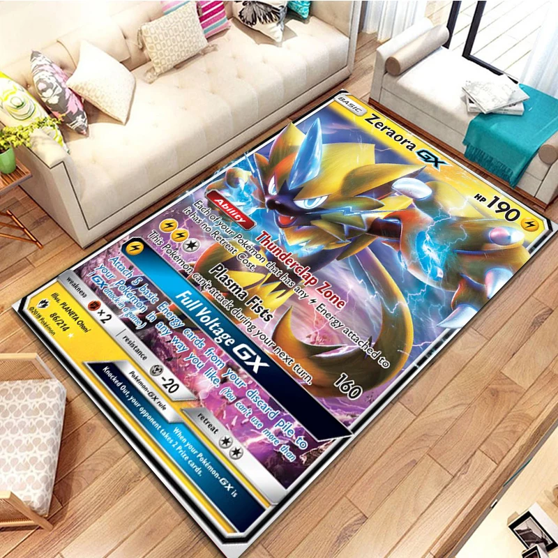 Pokemon Card Series Anime Poster Large Area Rug 3D Carpets Home for Living Rooms Kids Bedroom Sofa Doormat Decor Child Floor Mat