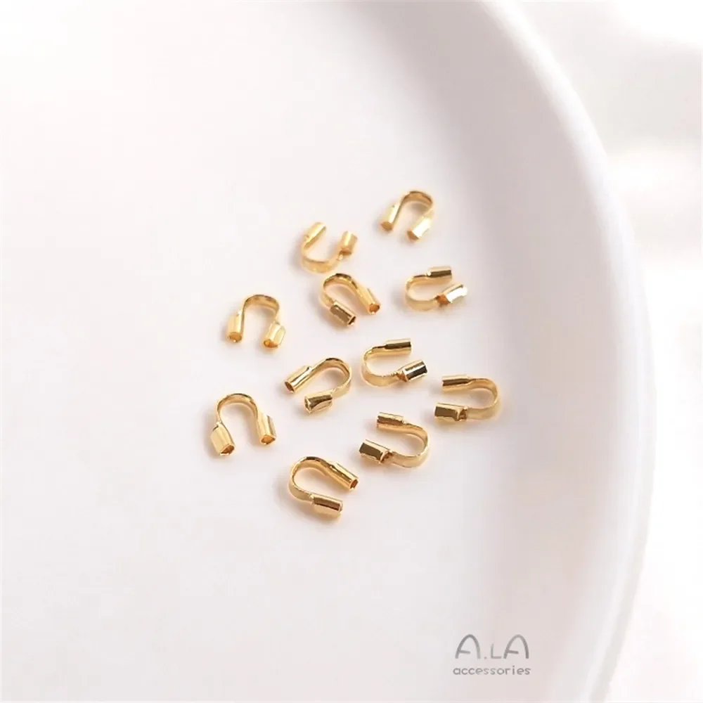 

14K plated gold U-shaped horseshoe buckle wire protector end buckle beaded steel wire handmade DIY accessories