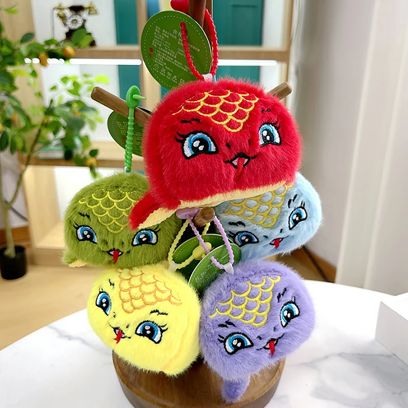 1PC Snakehead Pendant Chinese New Year Decoration Cute Zodiac Snake Plush Keychain Stuffed Doll Lucky Mascot Gifts For Children