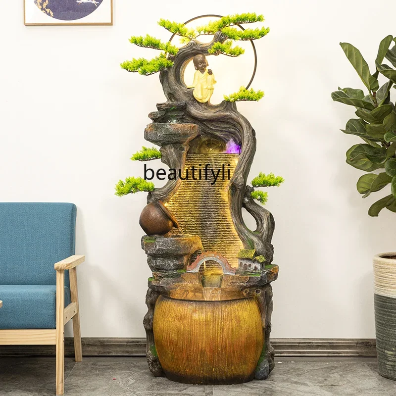 Fountain Office High Mountains and Flowing Water Make Money Circulation Waterscape Housewarming Gift Floor Ornaments