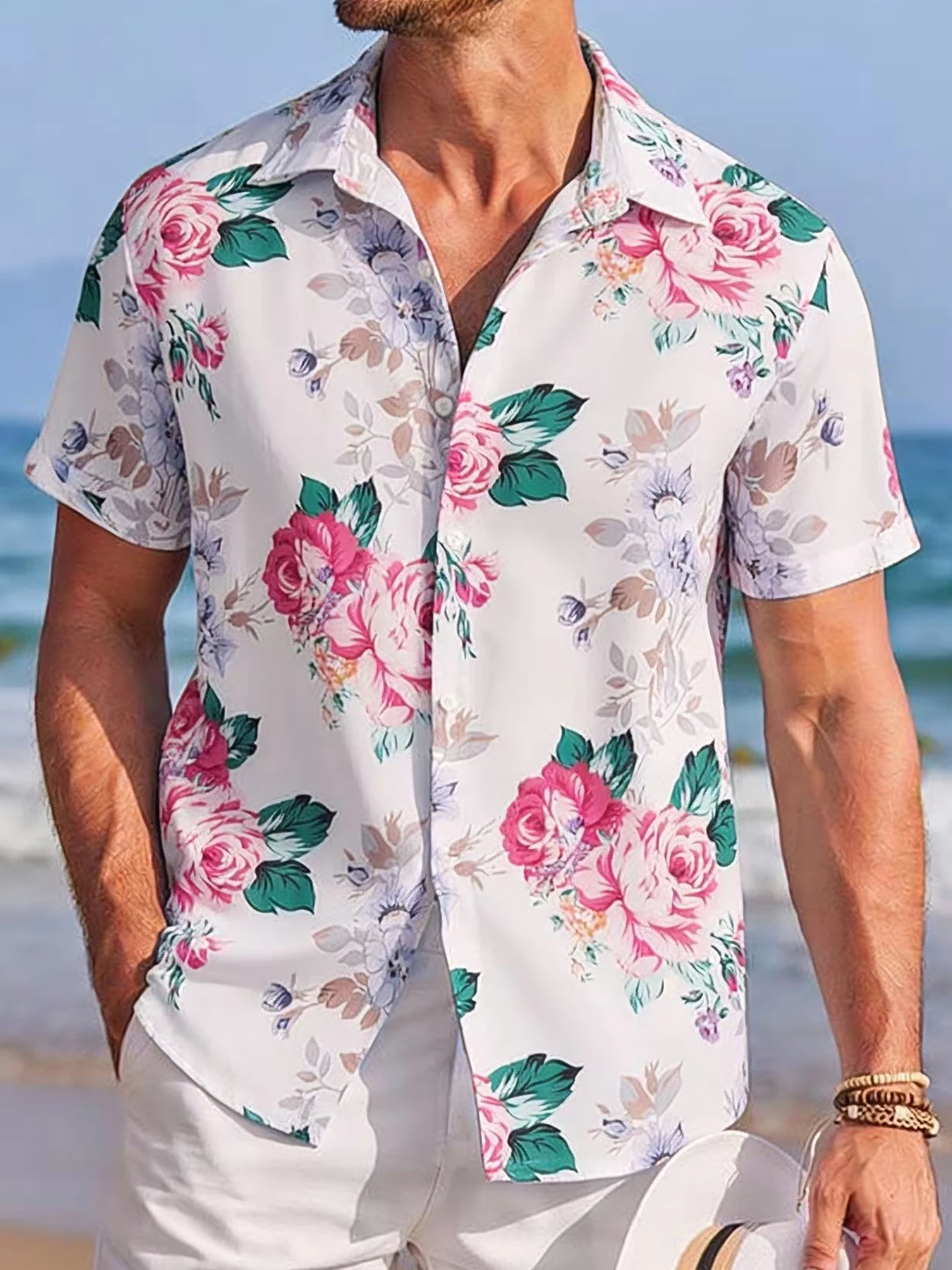 

Men's 2026 Fashion Digital Printed Casual Shirt Short Sleeve Hawaiian Pattern Lapel Shirt