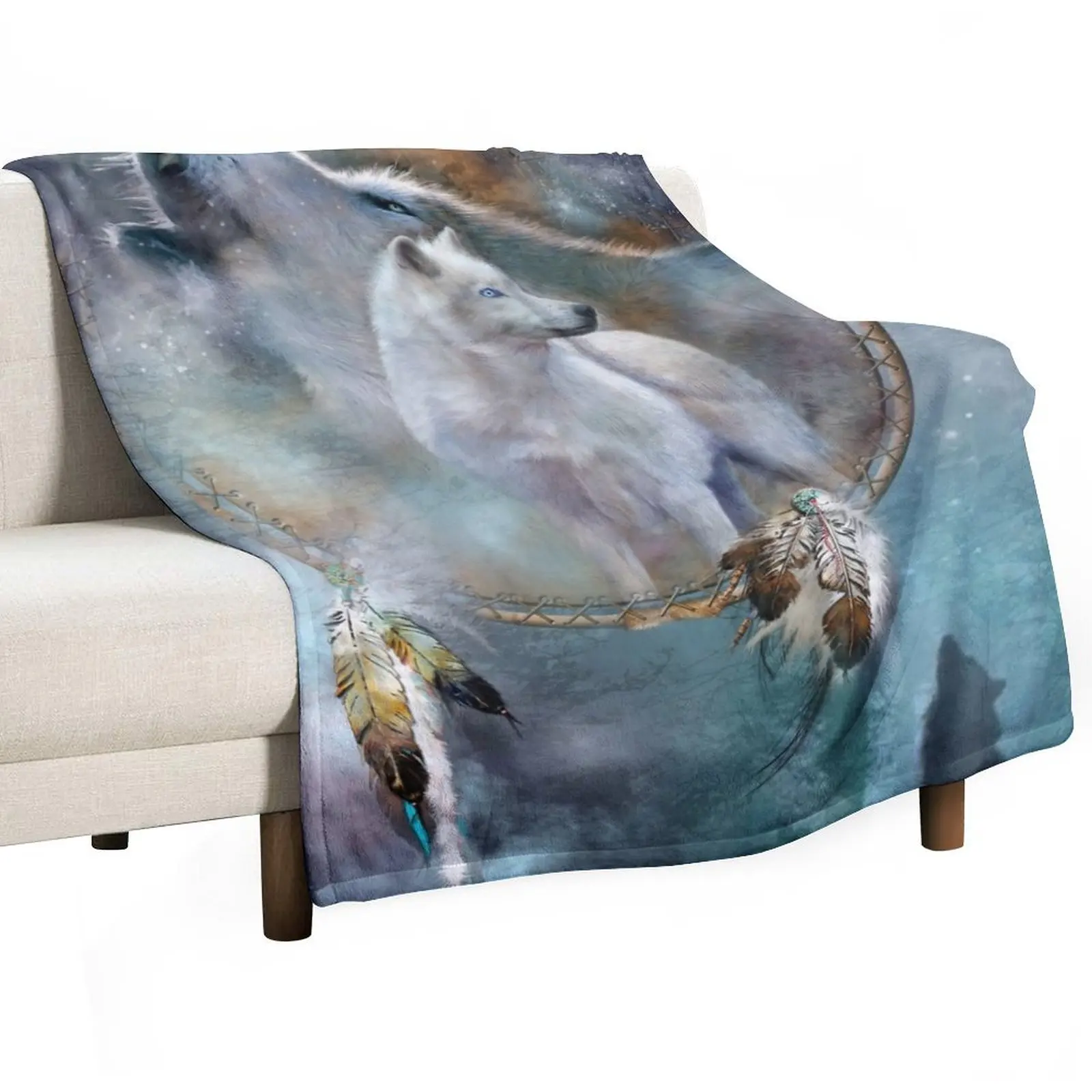 

Spirit Of The White Wolf Throw Blanket Furry Picnic Quilt sofa bed Blankets