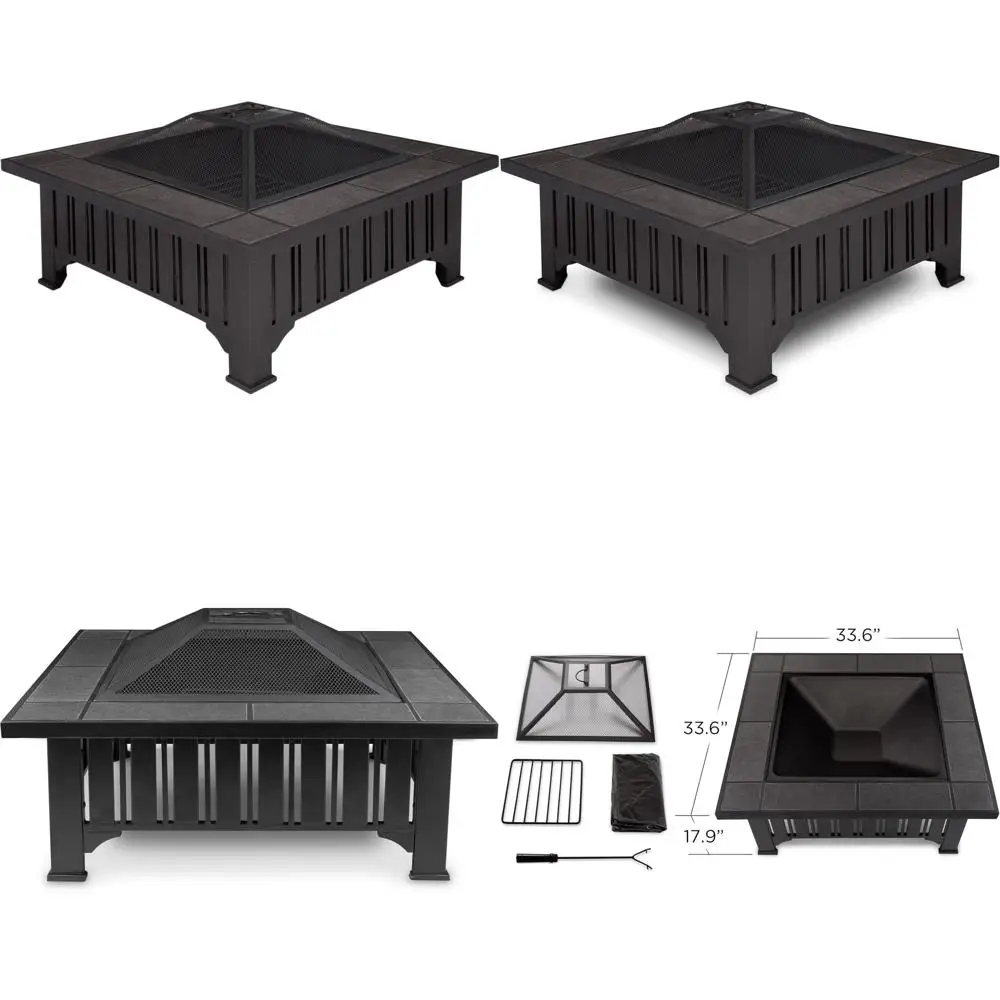 

Портативный отдельно стоящий дровяной очаг с защитной сеткой, кочергой и чехлом для хранения