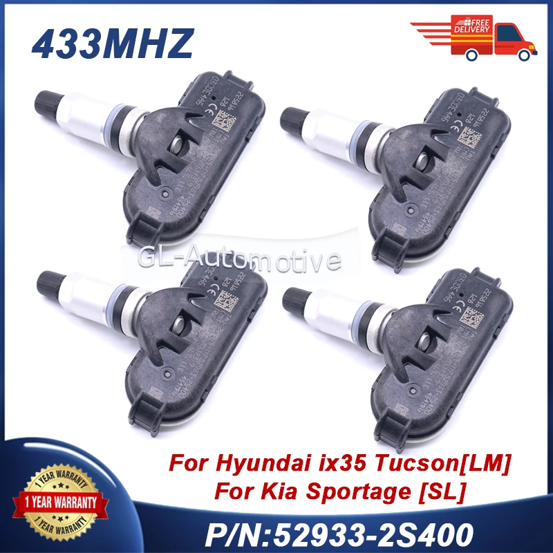 

1PCS and 4PCS TPMS Tire Pressure Sensor for Hyundai Ix35 Tucson Sportage 52933-2S400 433MHZ