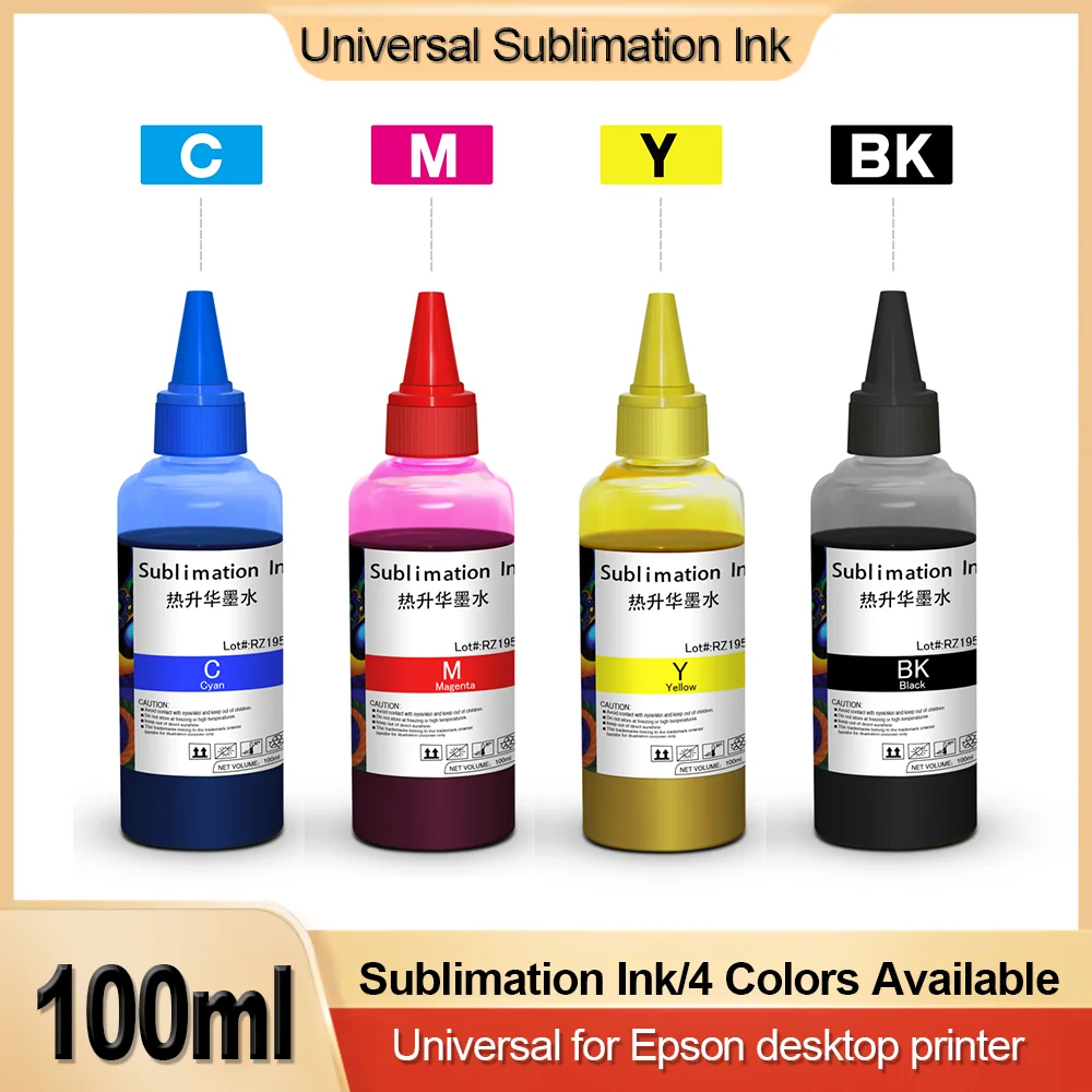 100ml Universal Sublimation Ink Refilled Bottle Heat Press Transfer Ink for All Epson Desktop Printer for T-shirt Cotton Mugs