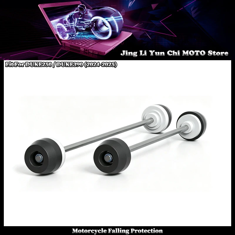With logo Fit For KTM DUKE250 DUKE390 Duke 250 390  2024-2025 Motorcycle Front & Rear Axle Fork Crash Sliders Wheel Protector