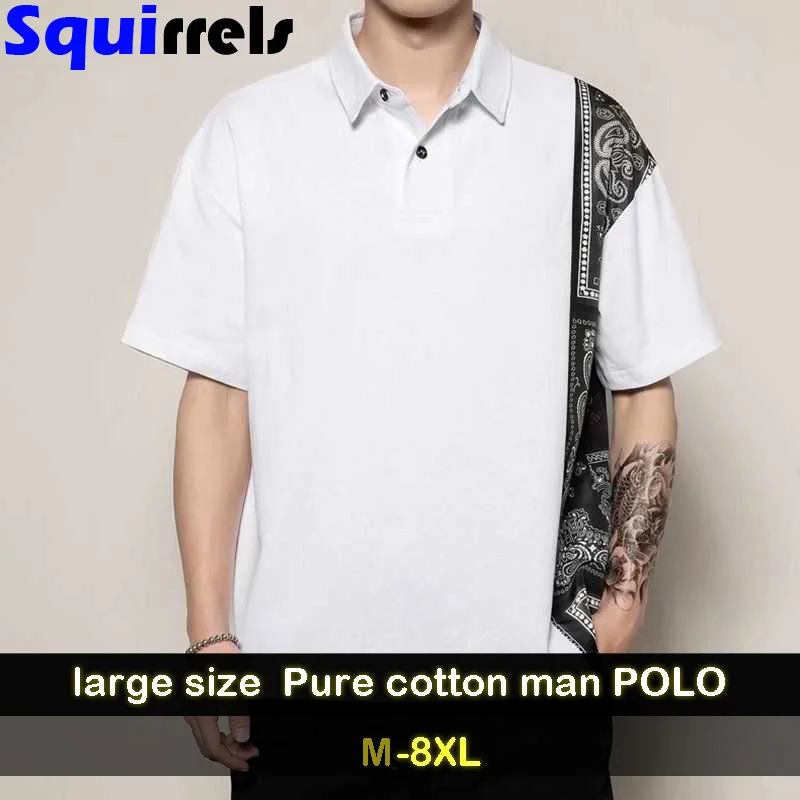 

Plus size men's tops cotton polo short sleeve T shirt summer upper garment Man clothing Business casual wear clothes fat people