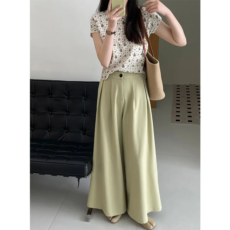 LIMO 2025 الخريف الشتاء عالية الخصر بنطال ذو قصة أرجل واسعة للنساء البوليستر تصميم أنيق مكتب ملابس غير رسمية عطلة السفر #4