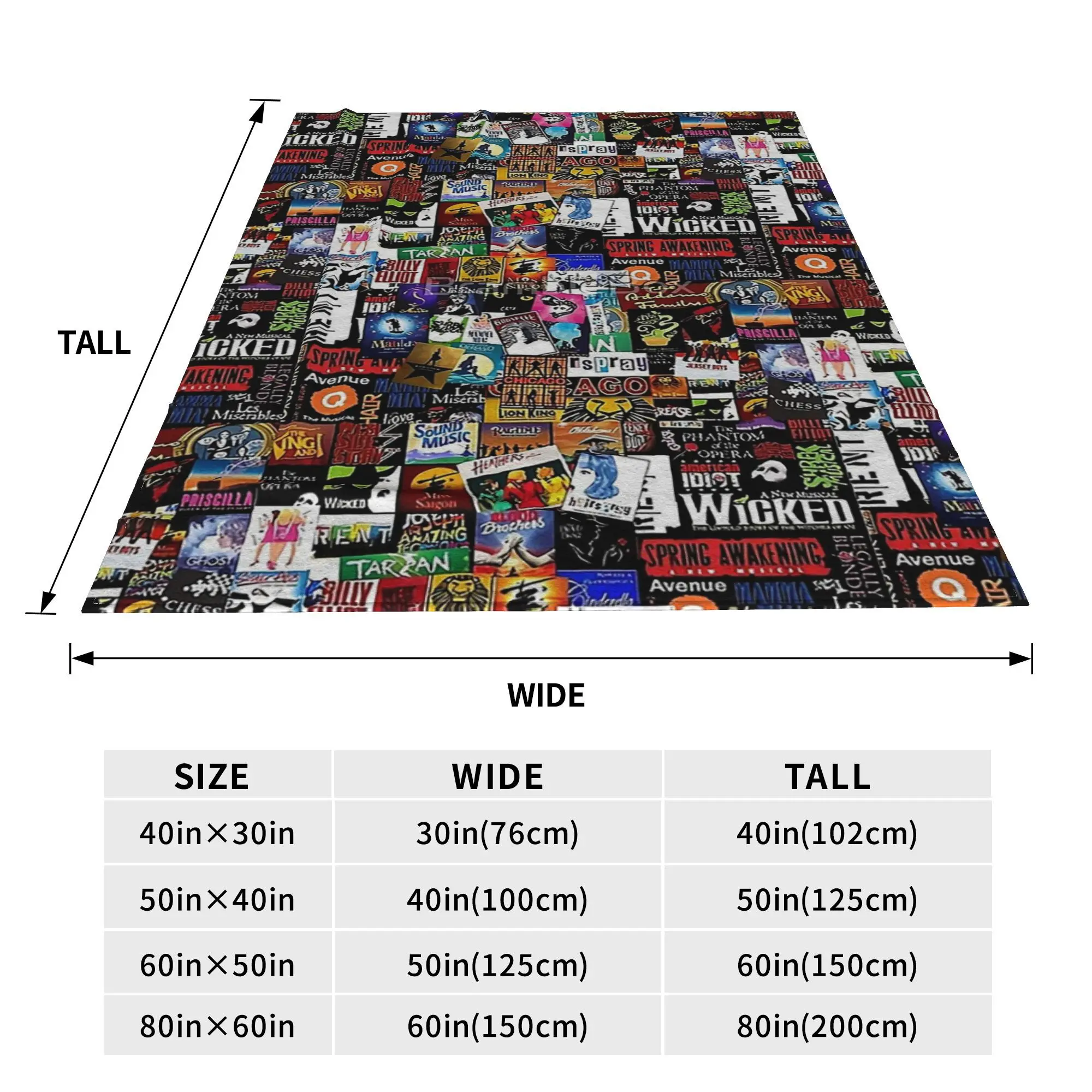 Collage II Musical Blanket Soft Warm Flannel Throw Blanket Bedding for Bed Living room Picnic Travel Home Sofa