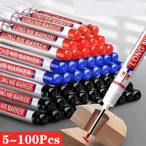 Rotuladores de cabeza de punta larga con agujero profundo, 5-100 Uds., 20mm, para bolígrafo perforador de Metal, impermeable, decoración de carpintería para baño, multiusos