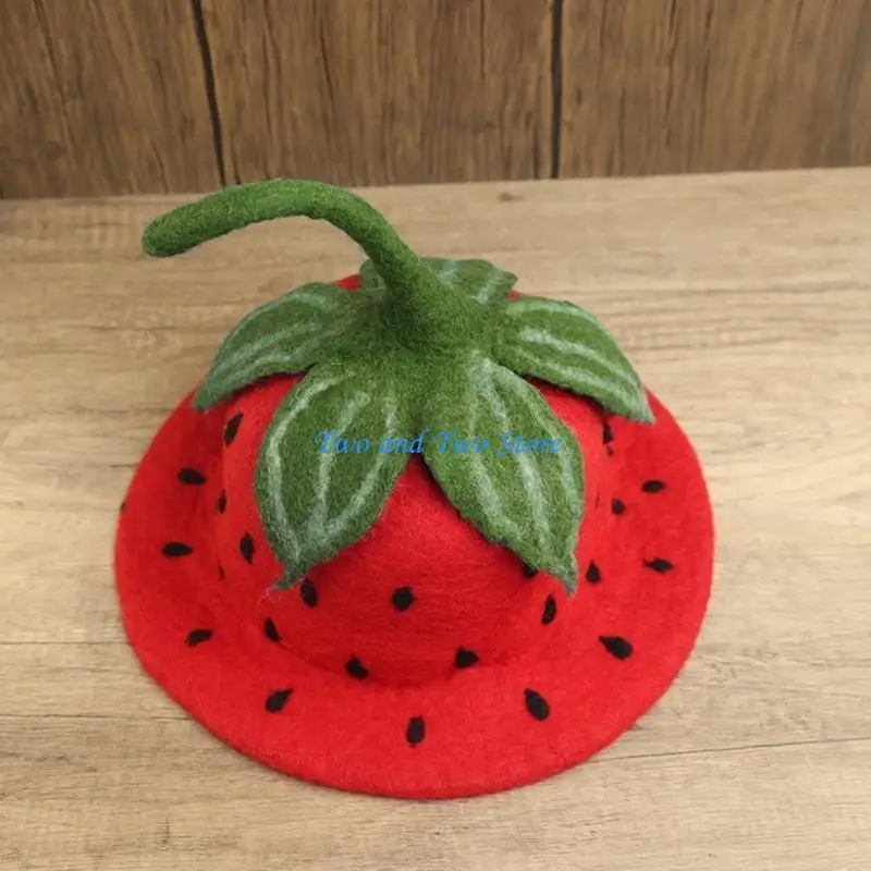 

HX6F Fashion Bucket Hat for Girl Fruit Hat Halloween Costume Strawberry Hat