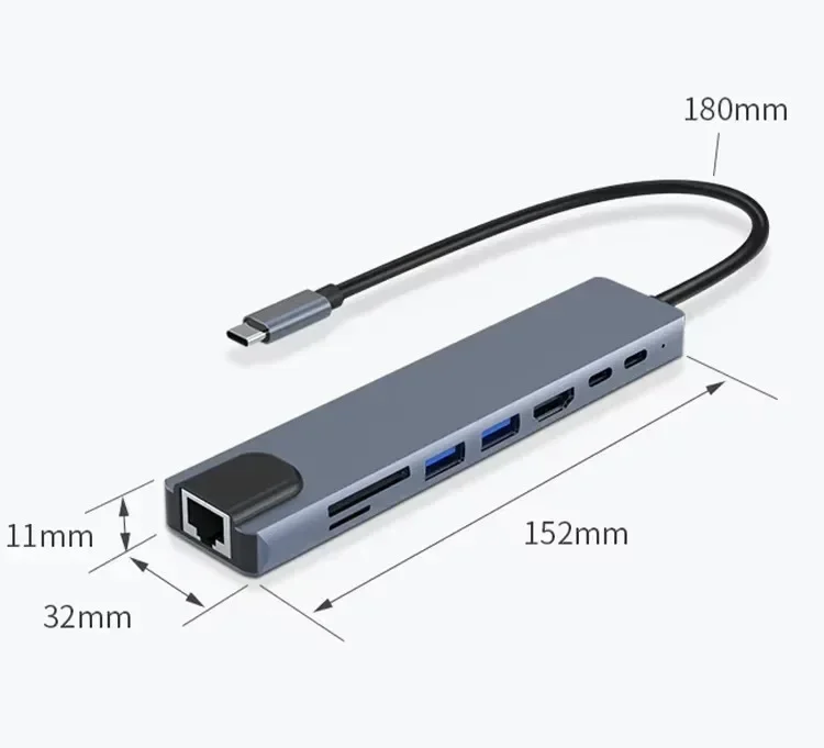4K 30Hz USB C Docking Station Type C to HDMI-compatible VGA RJ45 Adapter USB 3.0 HUB Splitter For Laptop Macbook Air M1 iPad Pro