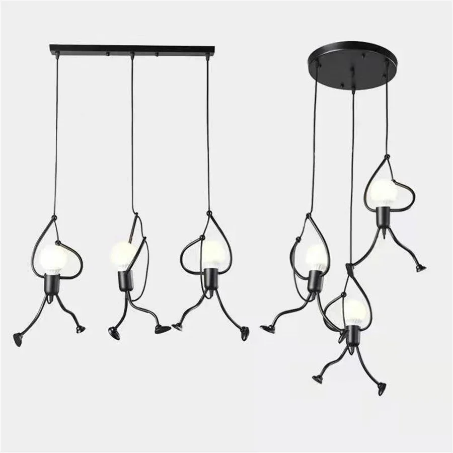 1PC Kleiner Mann Anhänger Licht E27 Hängen Lampe Cartoon Kronleuchter Anhänger Lampe Wohnzimmer Küche Restaurant Cafe Suspension