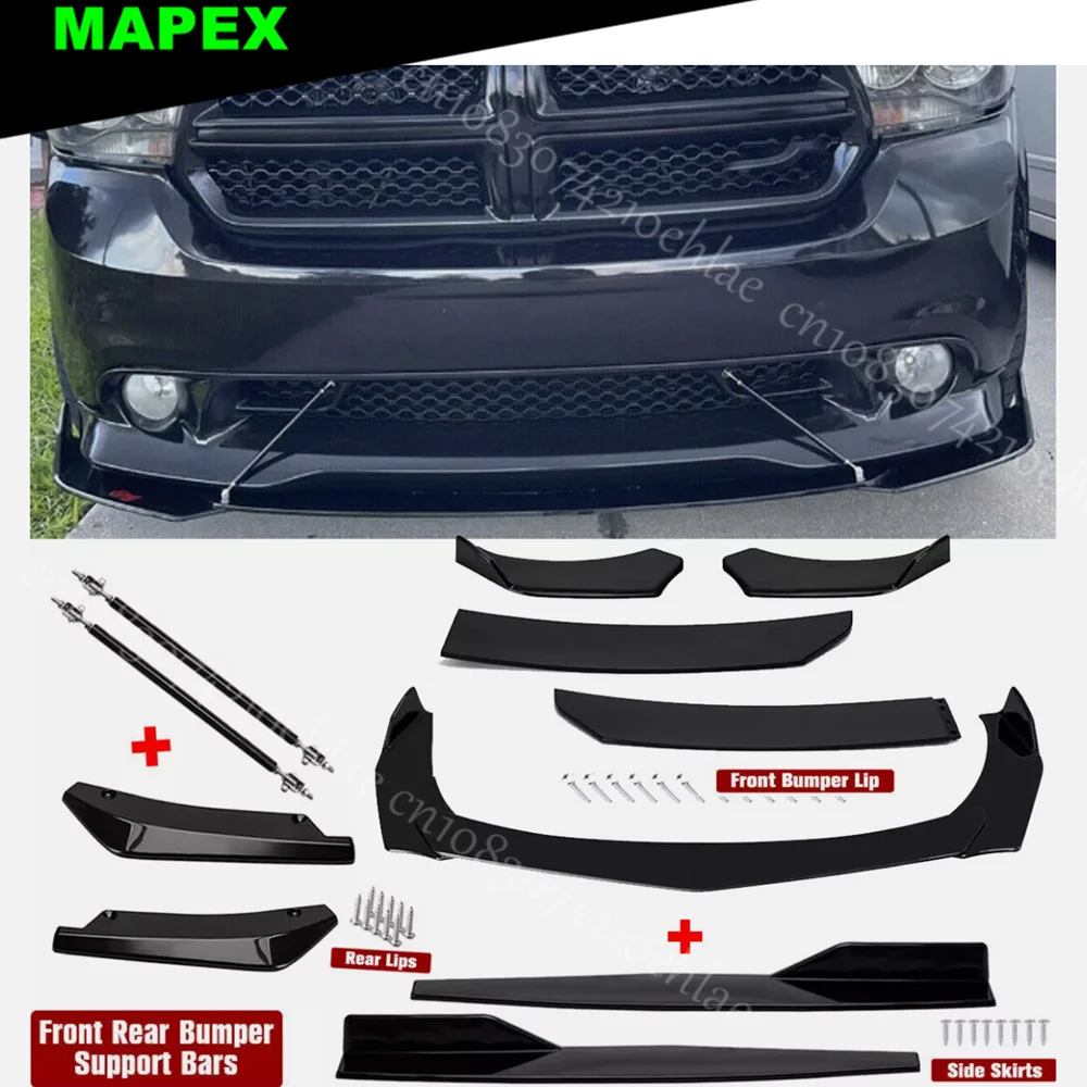Dla Dodge Durango Przedni tylny zderzak Spoiler Splitter Body Kit Boczna spódnica Błyszcząca czerń