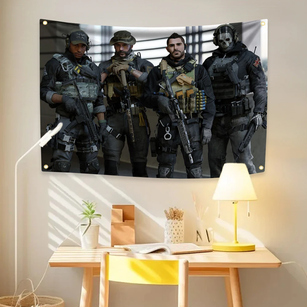 Task Force 141 Tapestry 4 Holes Flag Home Decor For Bedroom Living Room High Definition Printing Wall Hanging Flag For Gamers