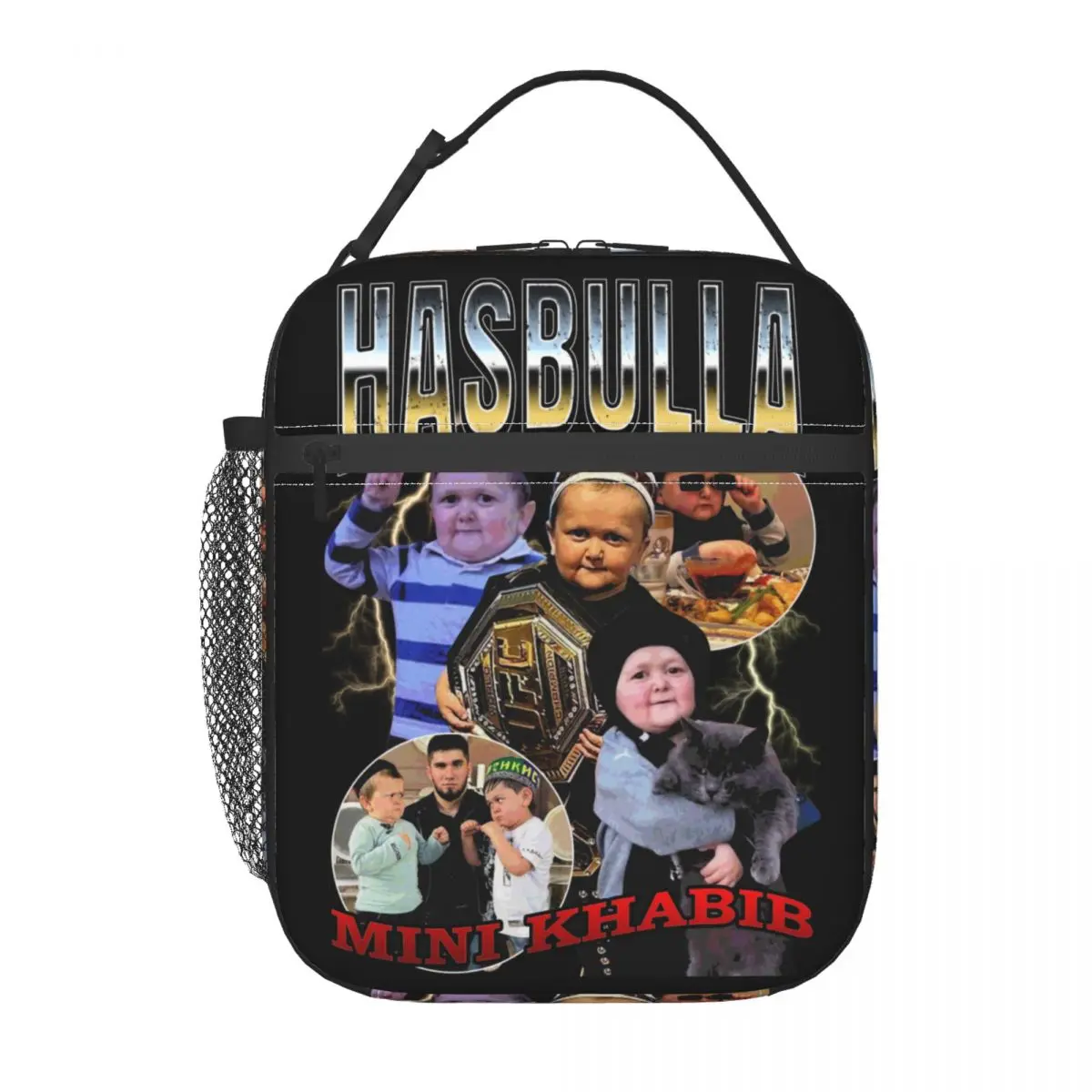 Hasbulla Fighting Meme Insulated Lunch Bag for Work School Mini Khabib Blogger Portable Cooler Thermal Lunch Box Women Kids