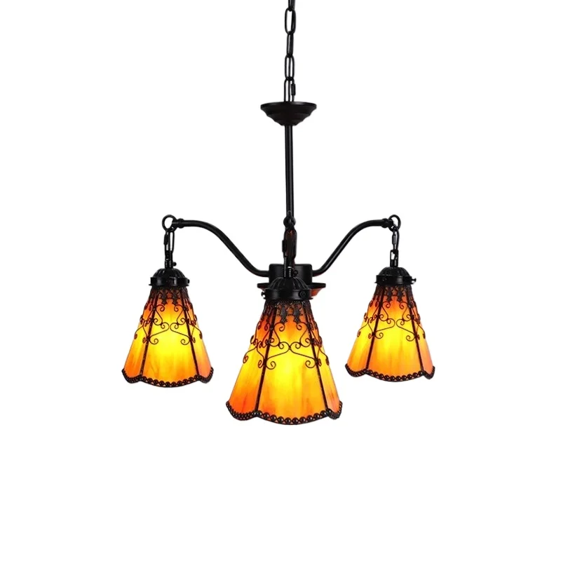 

American Retro Ceiling Chandelier Colored Glass Pendant Lights Creative Restaurant Living Room Bedroom Home Decor Hanging Lamps