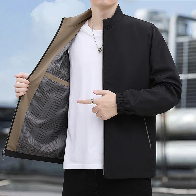 

Autumn Men's Outdoor Brand Stand Collar Soft Jacket Men 2025 New Solid Color Business Casual Jackets Blazer Coat Male Clothing