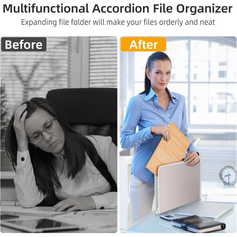 Fireproof Accordion File Organizer, Portable Expanding Folder with Waterproof Zipper&Labels, Gray Document 1