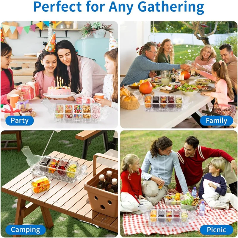 ABHB-Divided Serving Tray With Lid Chilled Serving Tray Chilled Condiment Server With Lid