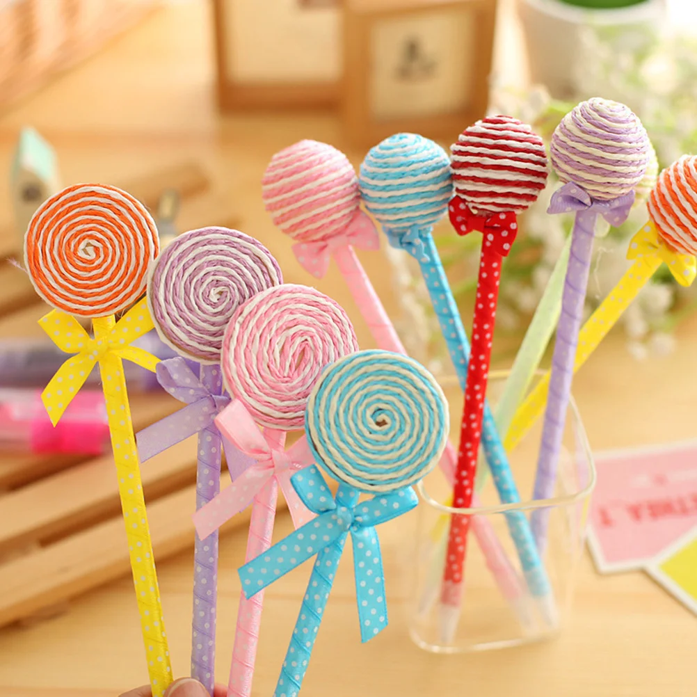 

10 Pcs Plastic Ballpoint Pen Lollipop Pens Bow Tie Stationery Ball-point Stylus